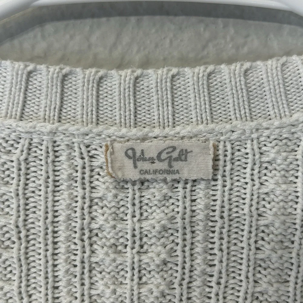 John Galt White Zoe V Neck Cable Knit Button Up Cardigan Women's One Size